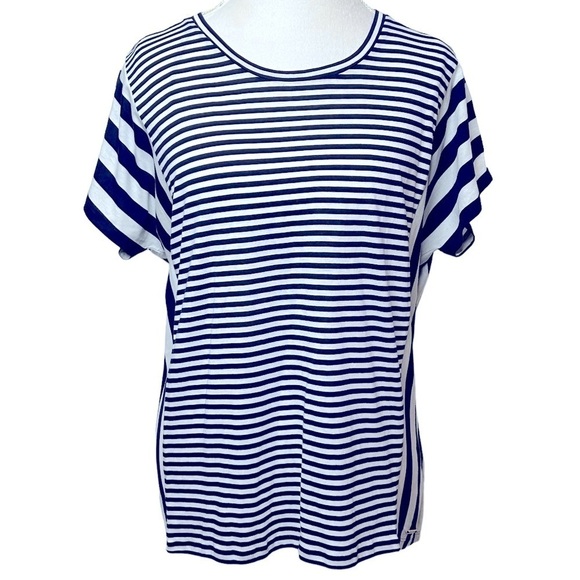 MICHAEL Michael Kors Blouse T-shirt Short/cap sleeves Stripes Navy blue White - Picture 1 of 8